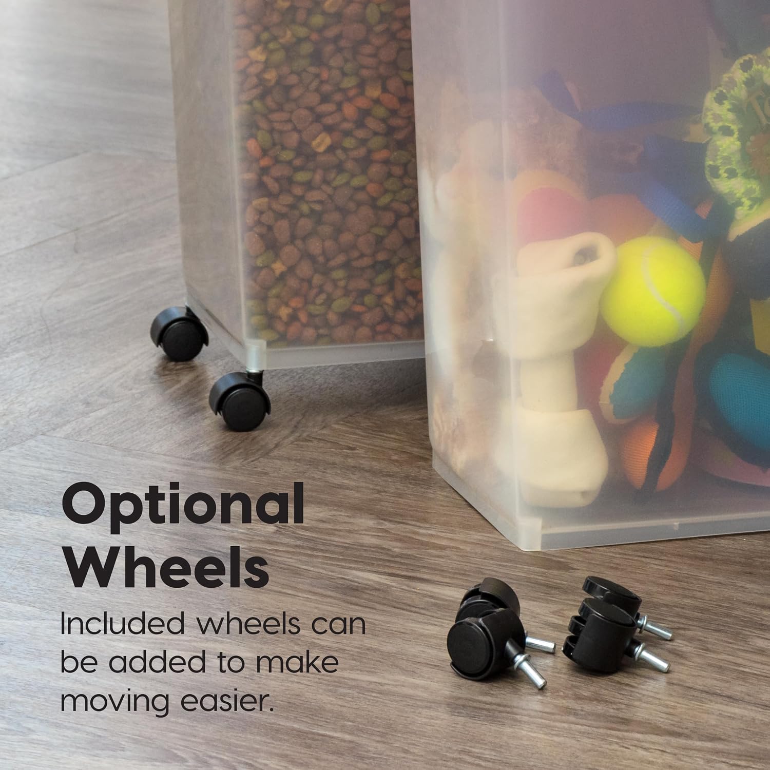Airtight Pet Food Container on Wheels, 2 Pack