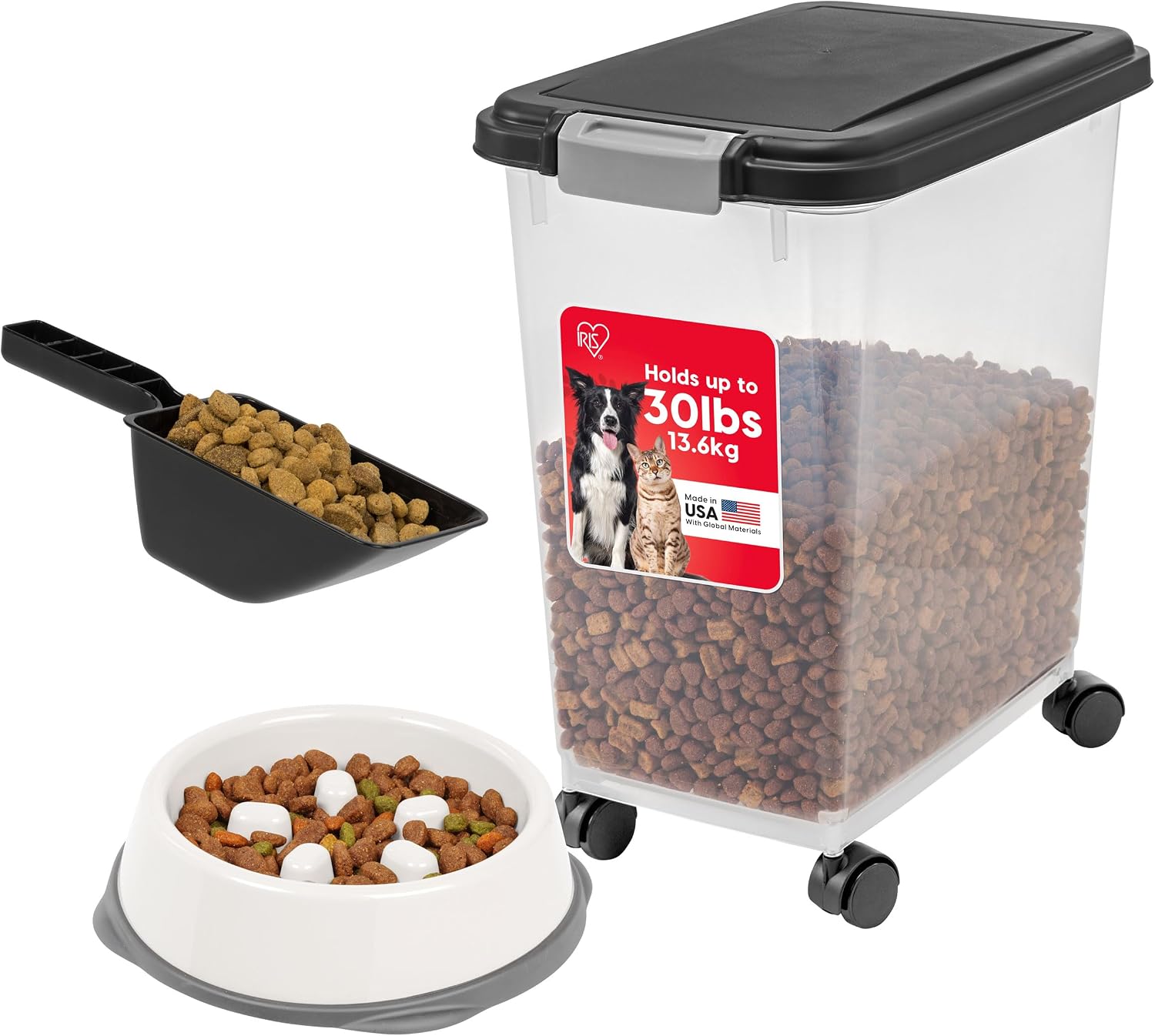 Airtight Pet Food Container on Wheels, 2 Pack