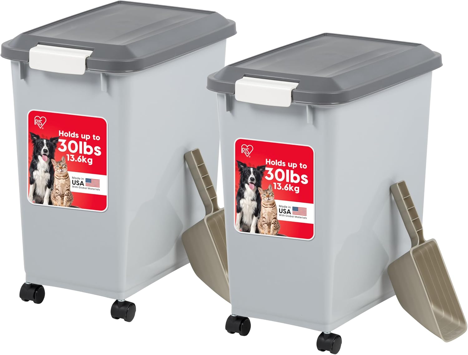 Airtight Pet Food Container on Wheels, 2 Pack