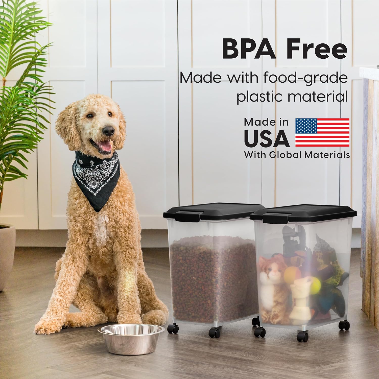 Airtight Pet Food Container on Wheels, 2 Pack