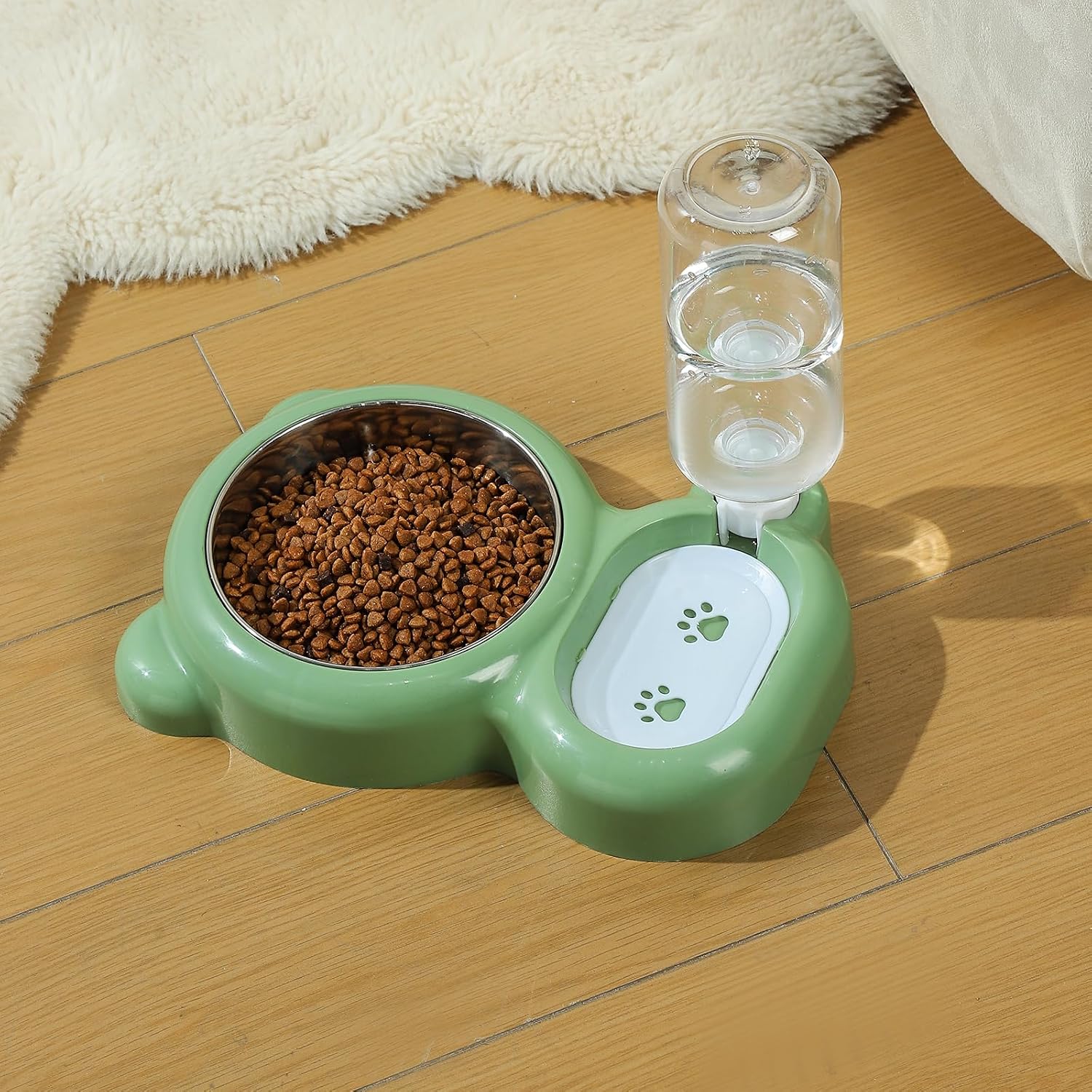 Bowl Set with Water Dispenser, Green