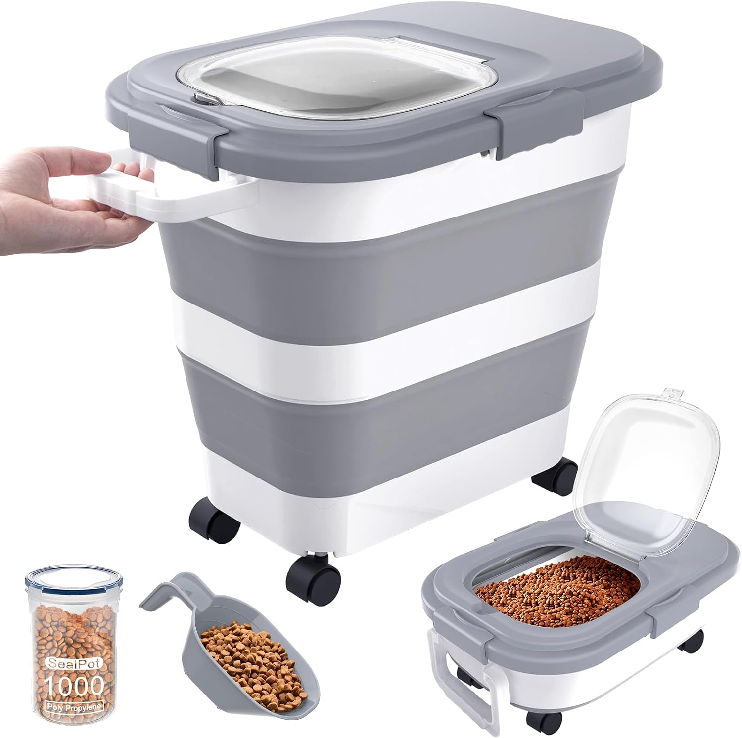 Collapsible Airtight Pet Food Container, 23–25 lb