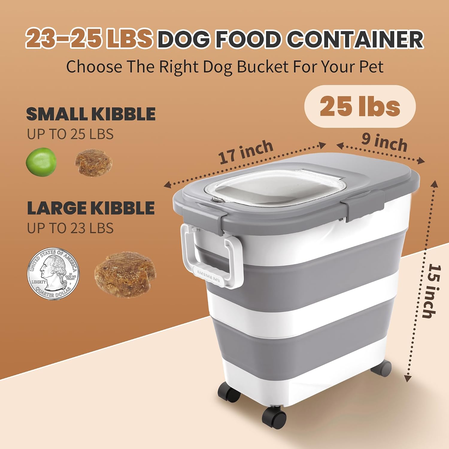 Collapsible Airtight Pet Food Container, 23–25 lb