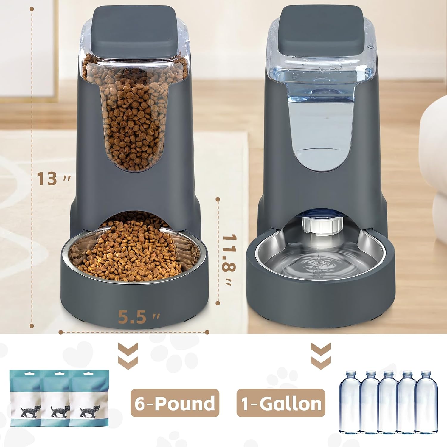 Gravity Feeder and Water Set, 1 Gallon Each