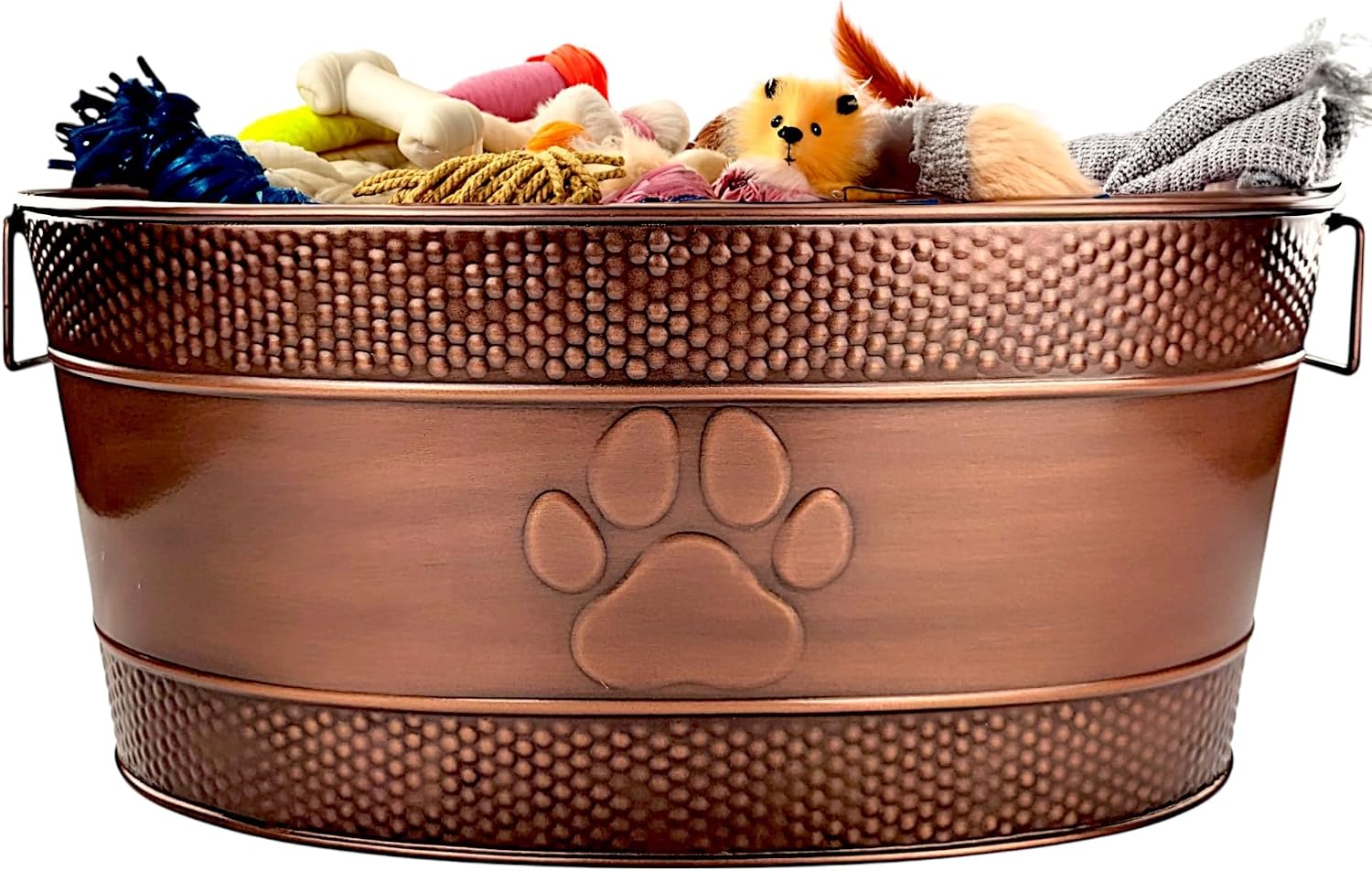 Metal Dog Toy Storage Bin with Handles, Large