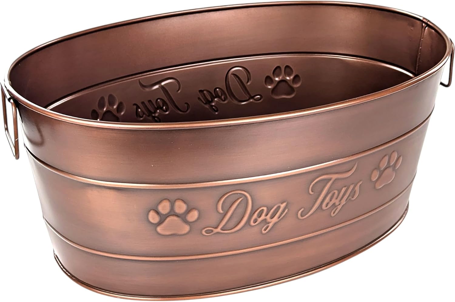 Metal Dog Toy Storage Bin with Handles, Large