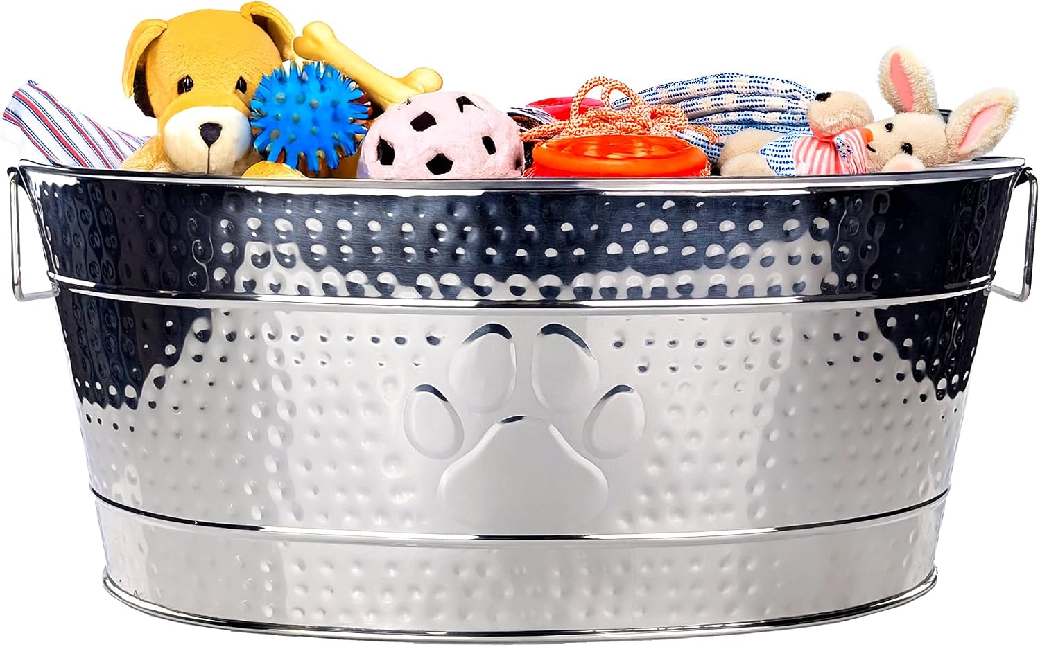 Metal Dog Toy Storage Bin with Handles, Large