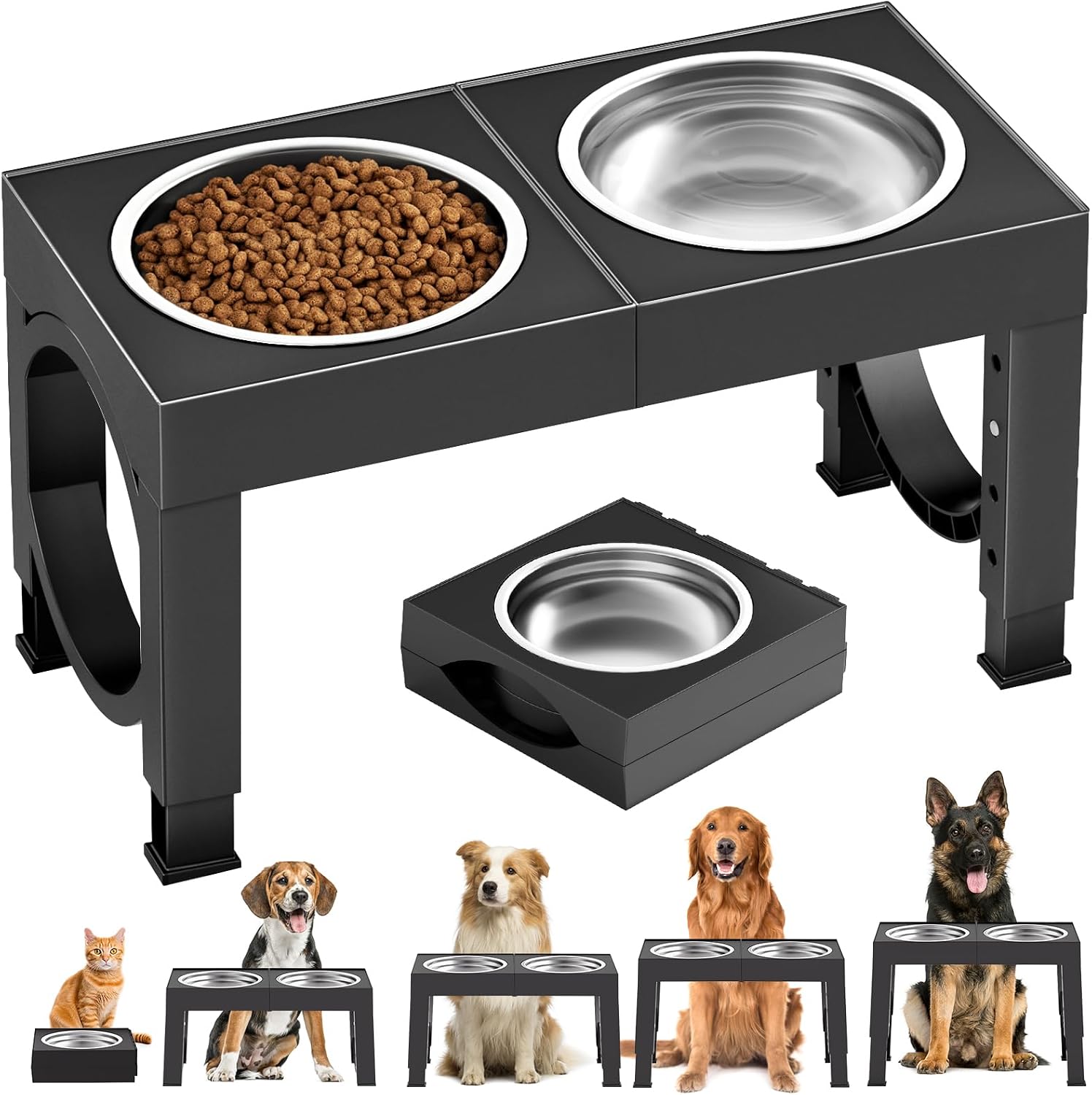 Raised Steel Bowl Stand, 5 Heights