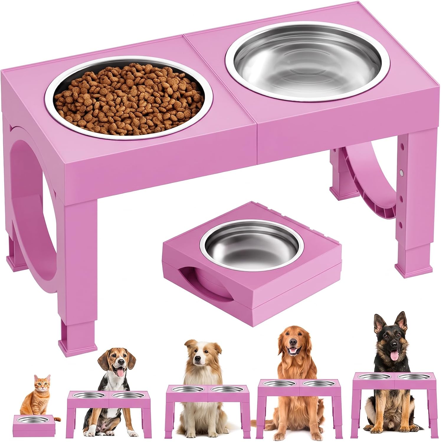 Raised Steel Bowl Stand, 5 Heights