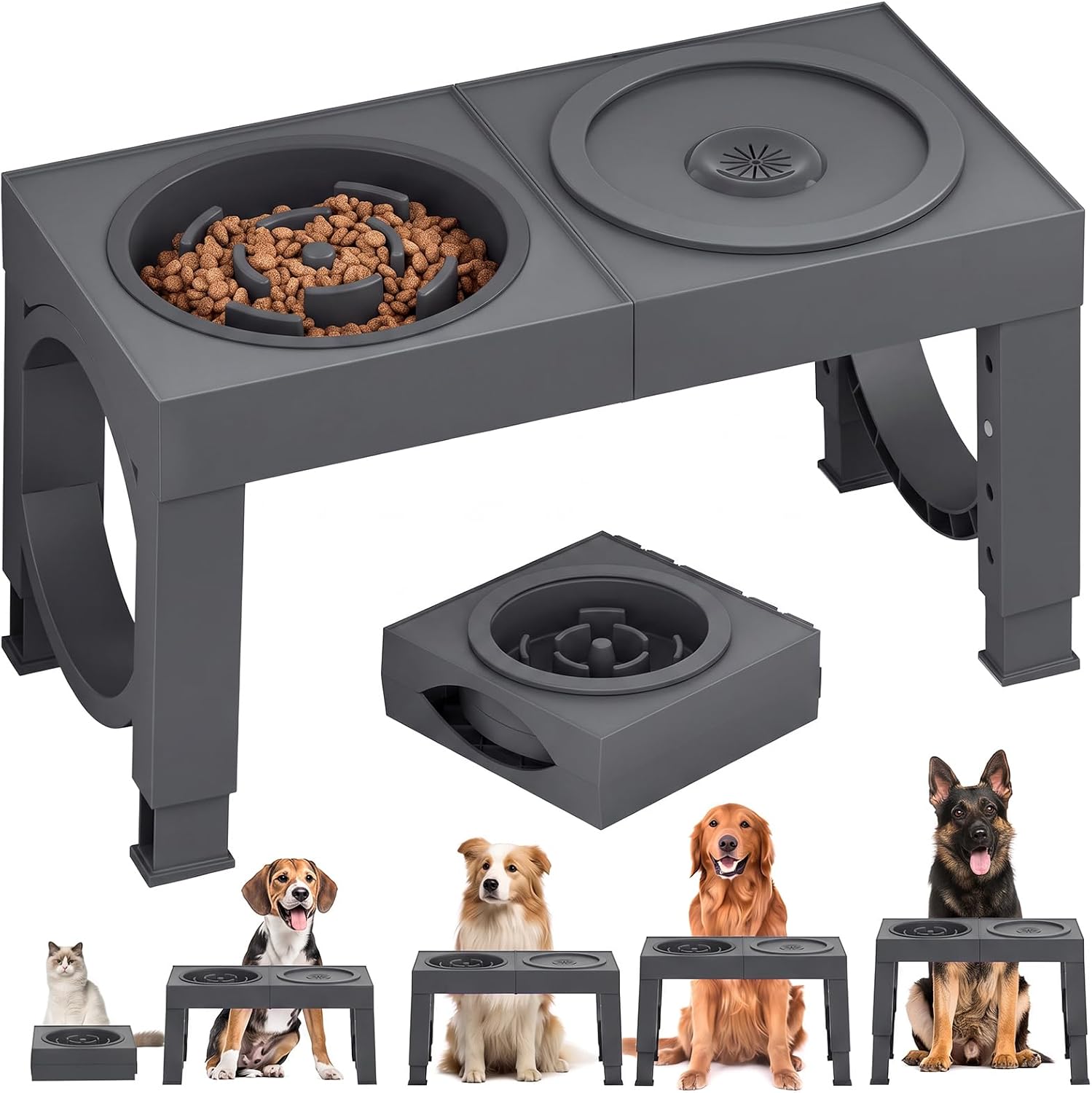 Raised Steel Bowl Stand, 5 Heights