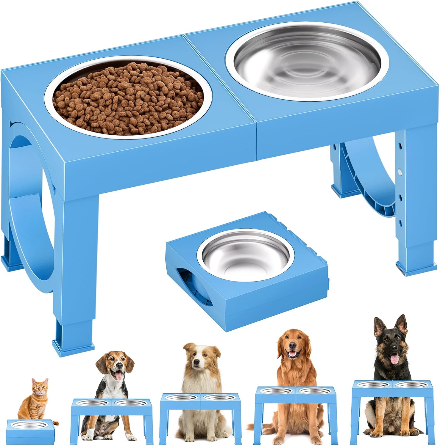 Raised Steel Bowl Stand, 5 Heights