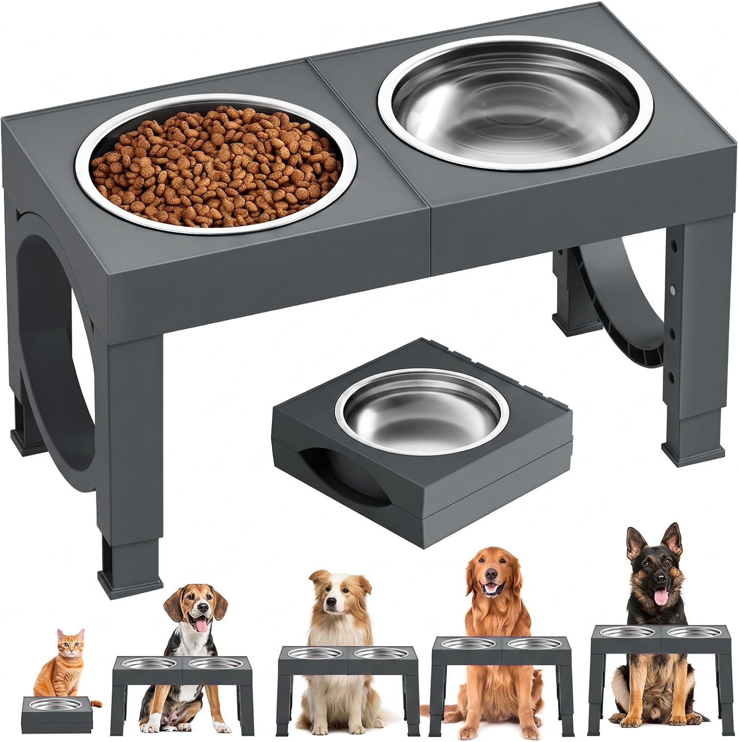 Raised Steel Bowl Stand, 5 Heights