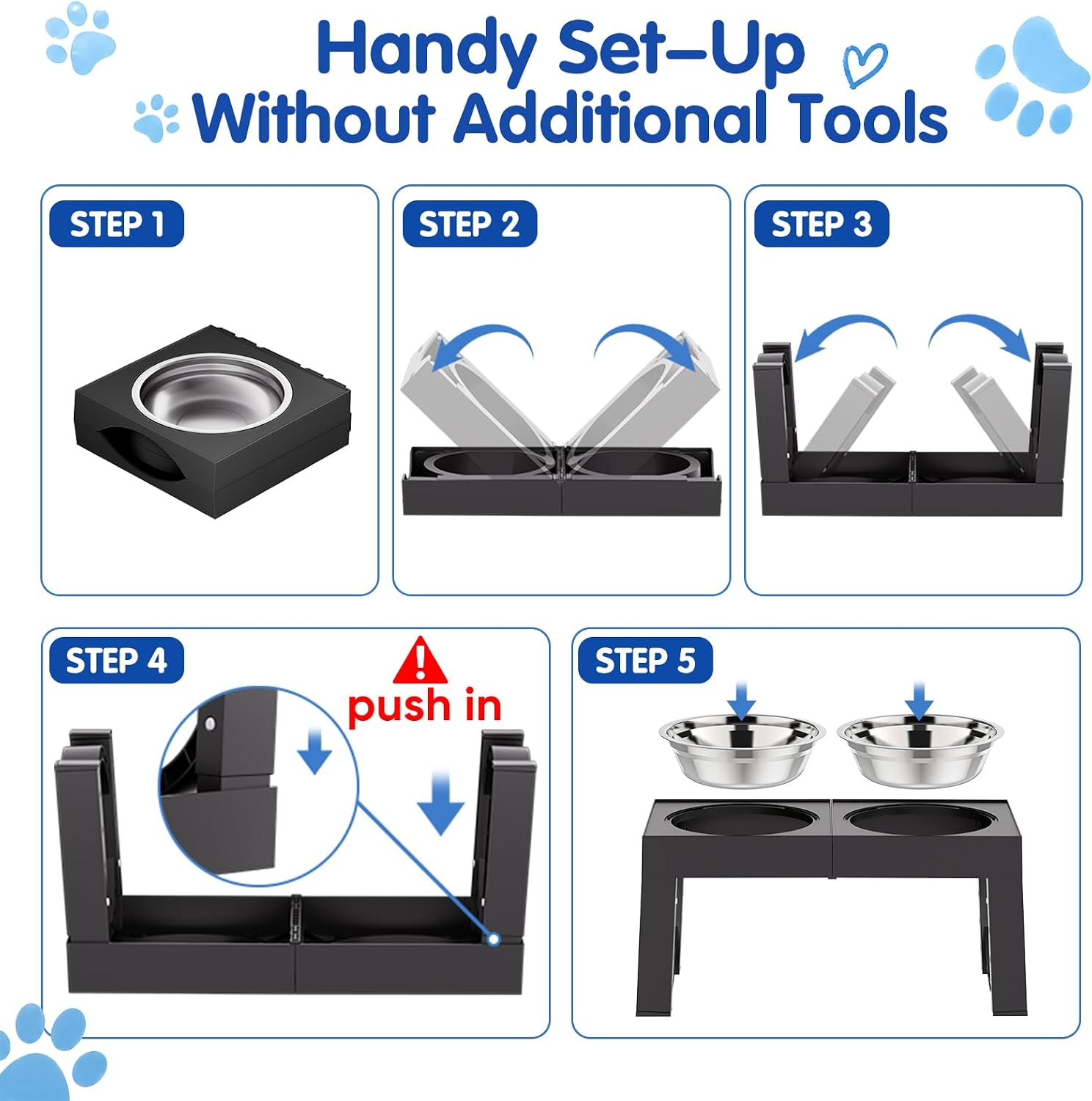 Raised Steel Bowl Stand, 5 Heights