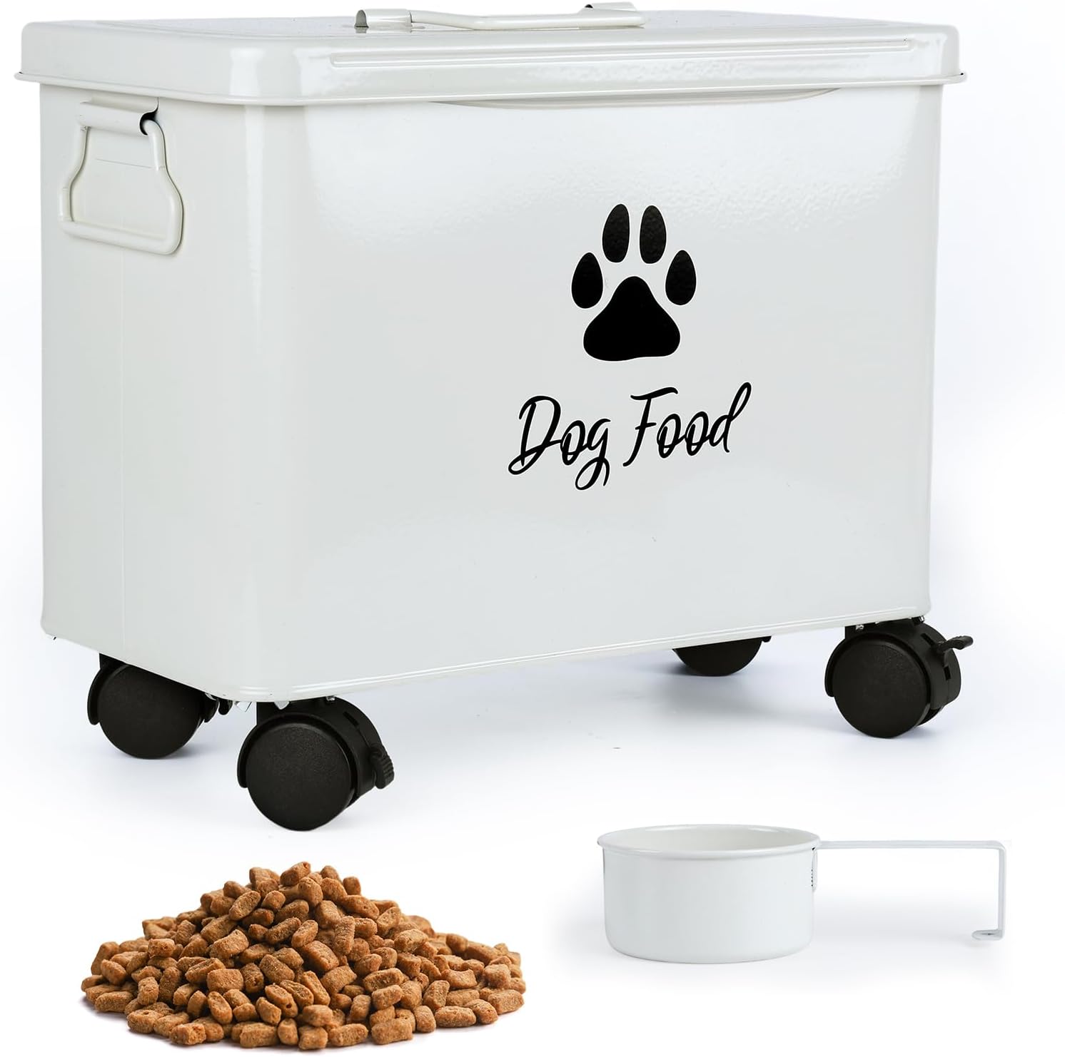 Rolling Metal Pet Food Bin, 13 lb, Airtight