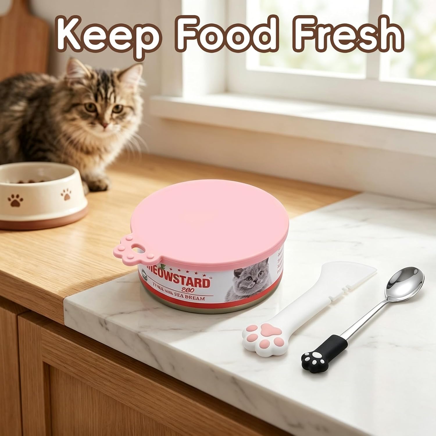 Silicone Can Lid Set with Spoon, 4 Pieces