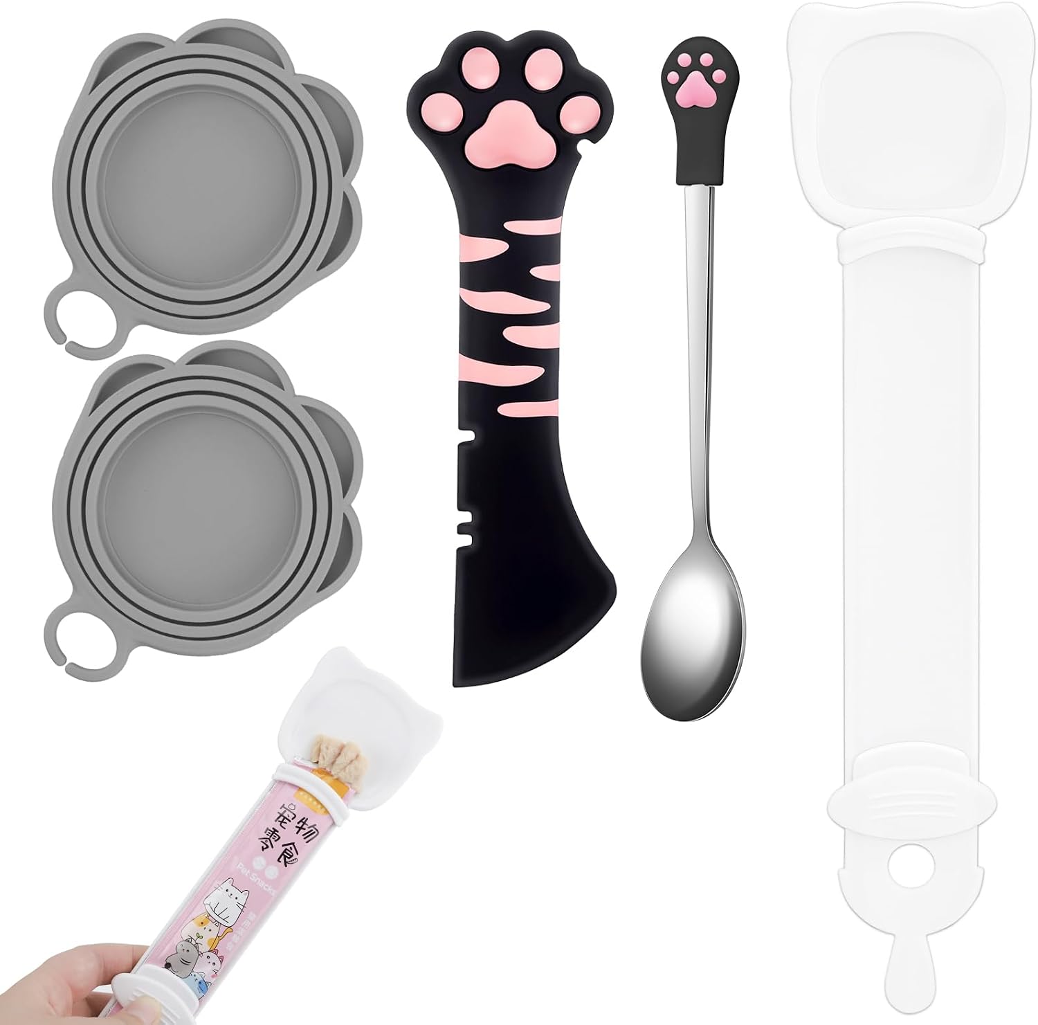 Silicone Can Lids with Spoon and Opener, 5 Pieces