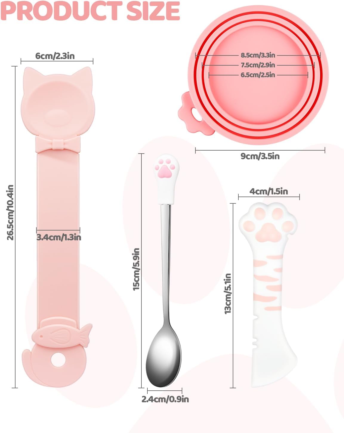 Silicone Can Lids with Spoon and Opener, 5 Pieces