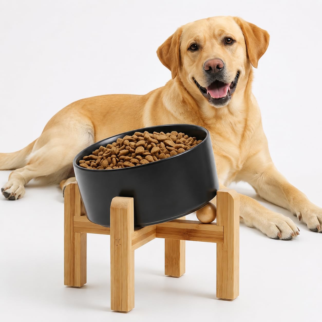 Slanted Ceramic Bowl with Stand, 28 oz