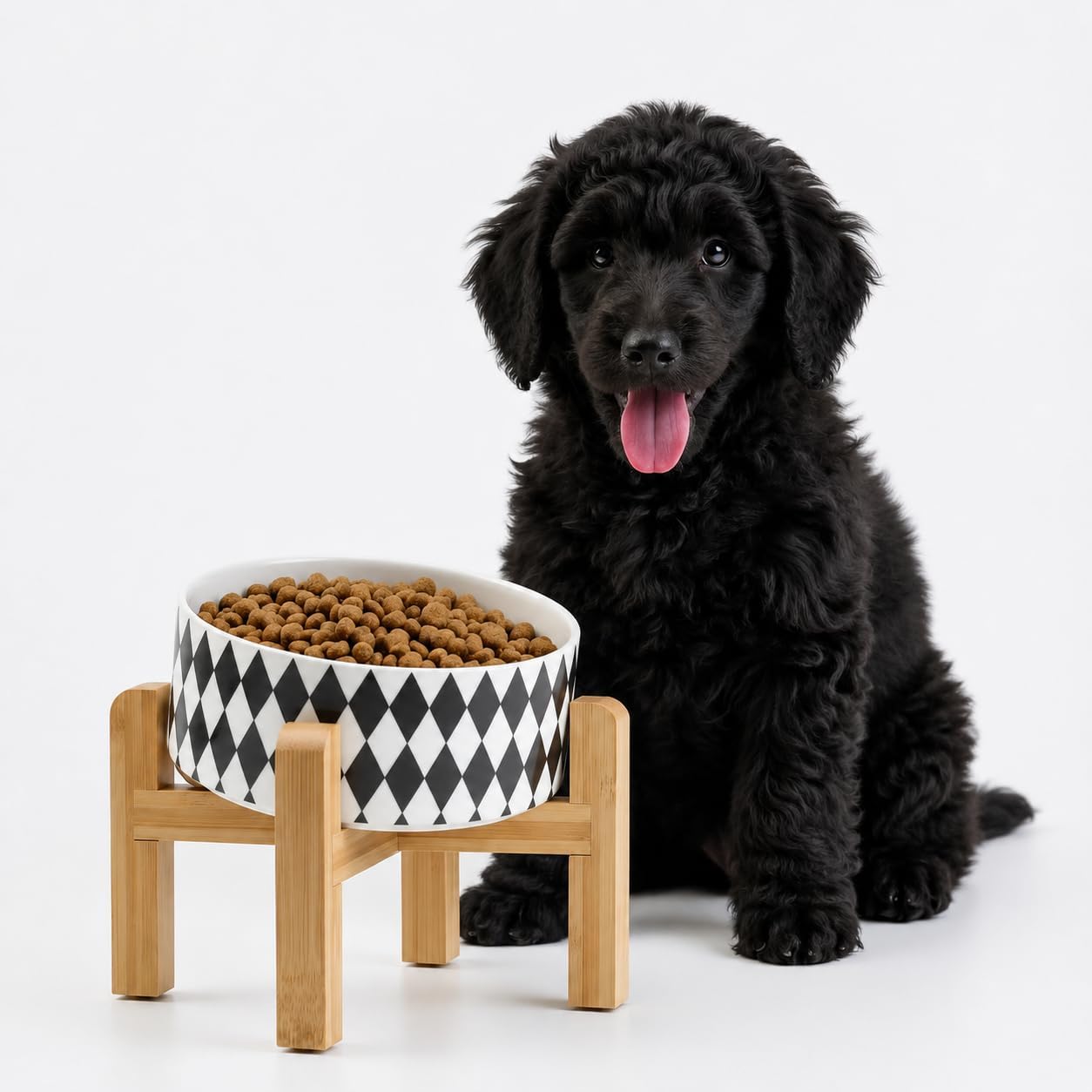 Slanted Ceramic Bowl with Stand, 28 oz