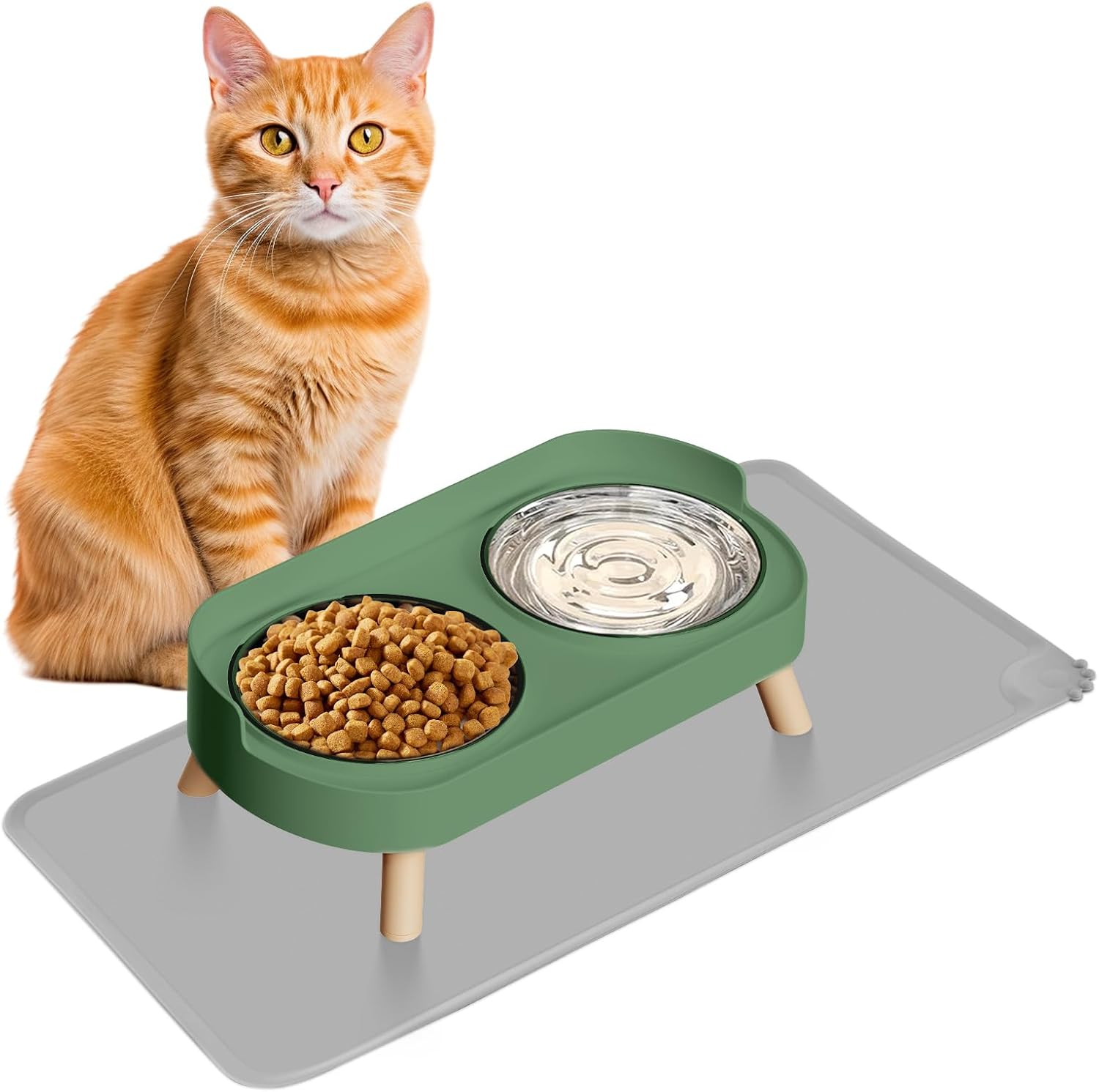 Splash-Proof Raised Cat Bowls, Stainless Steel