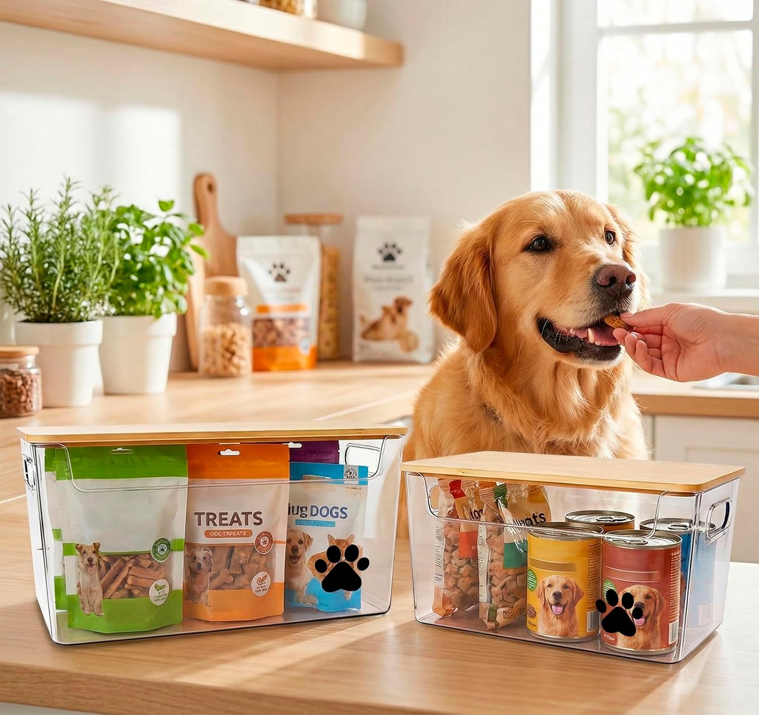 Stackable Treat Jars with Bamboo Lids, 2 Pack