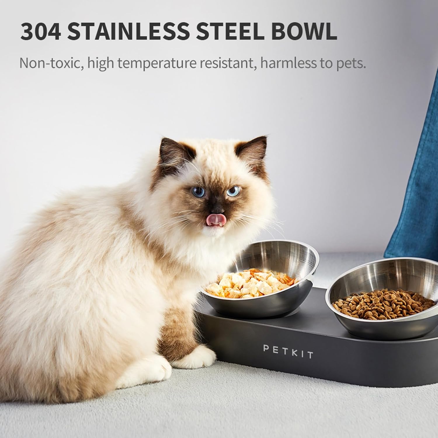 Tilted Stainless Steel Elevated Bowls, 15 Degree