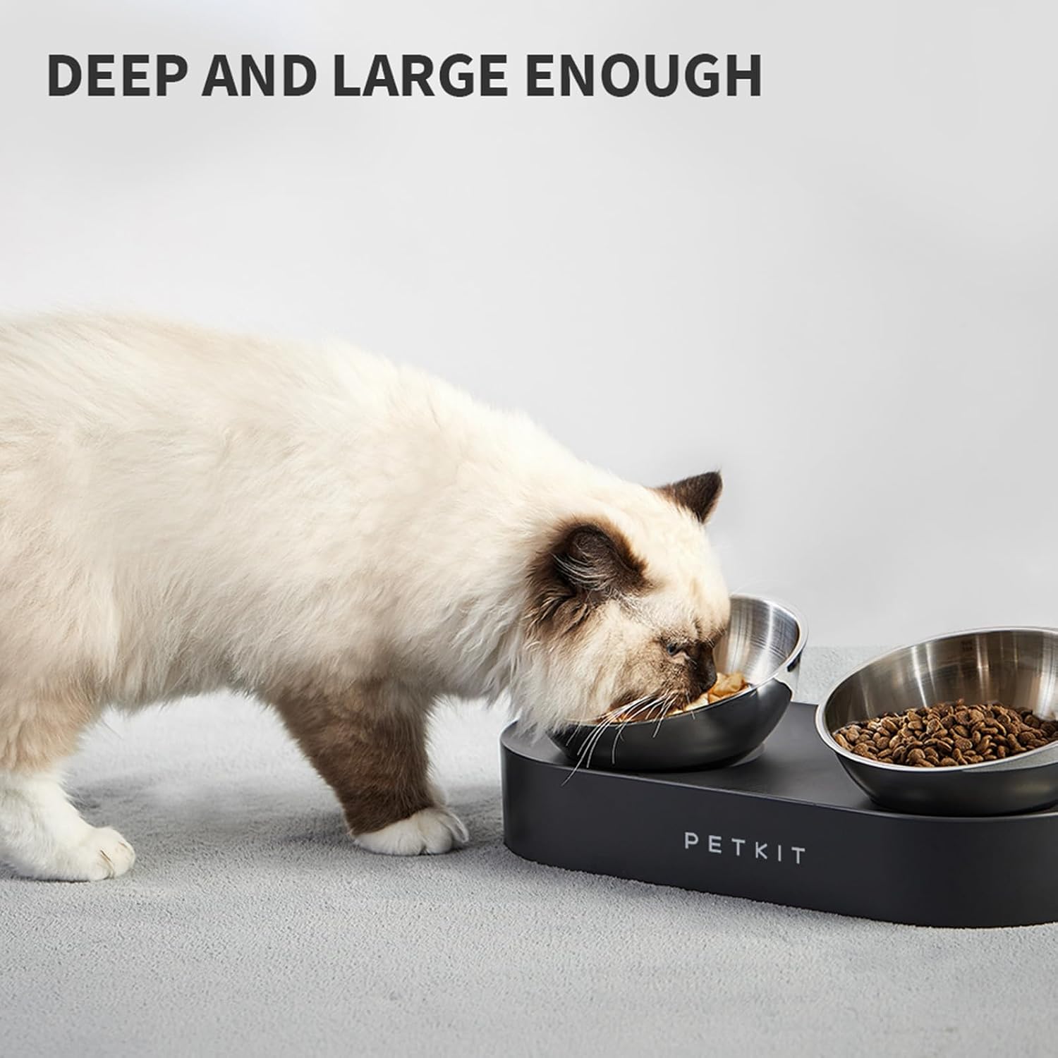 Tilted Stainless Steel Elevated Bowls, 15 Degree