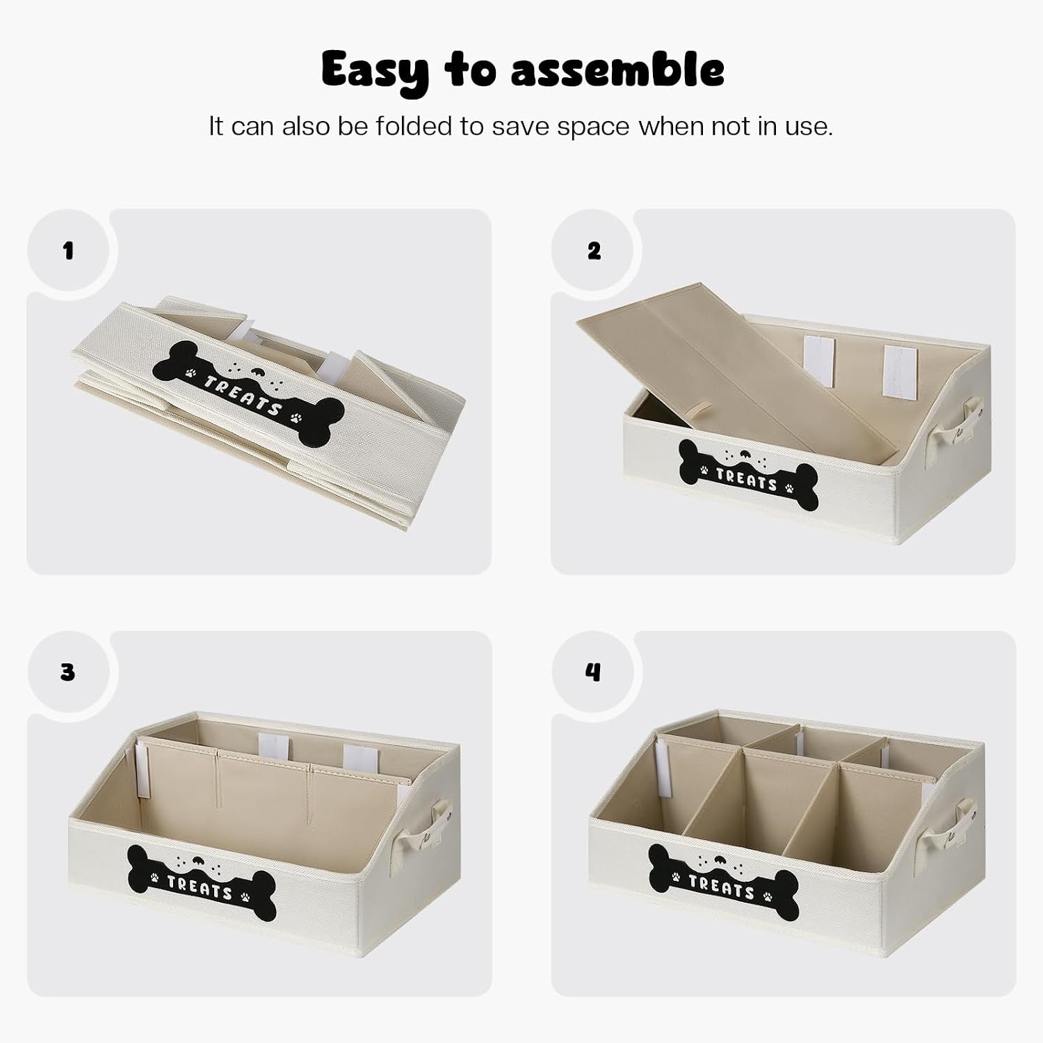 Treat Container with Removable Dividers, Beige