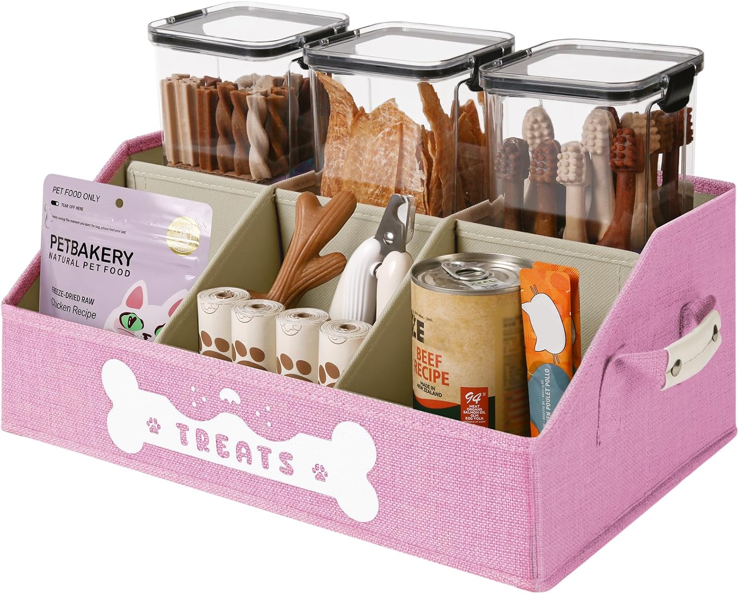 Treat Container with Removable Dividers, Grey