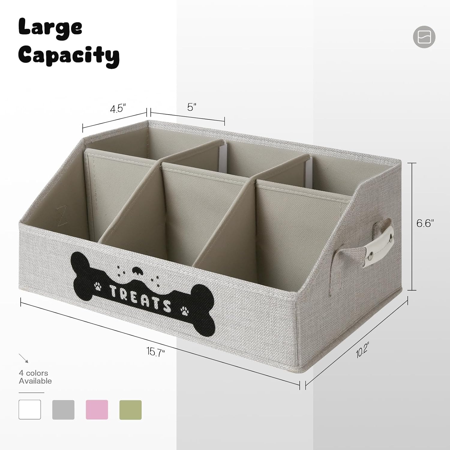 Treat Container with Removable Dividers, Grey