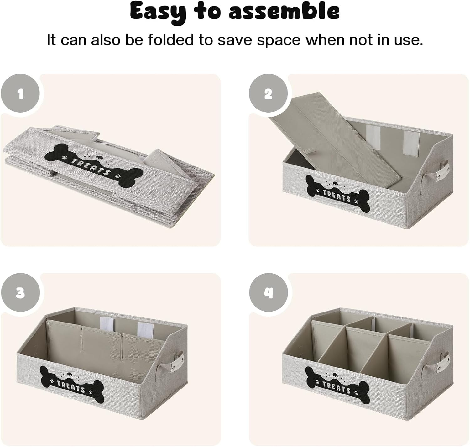 Treat Container with Removable Dividers, Grey
