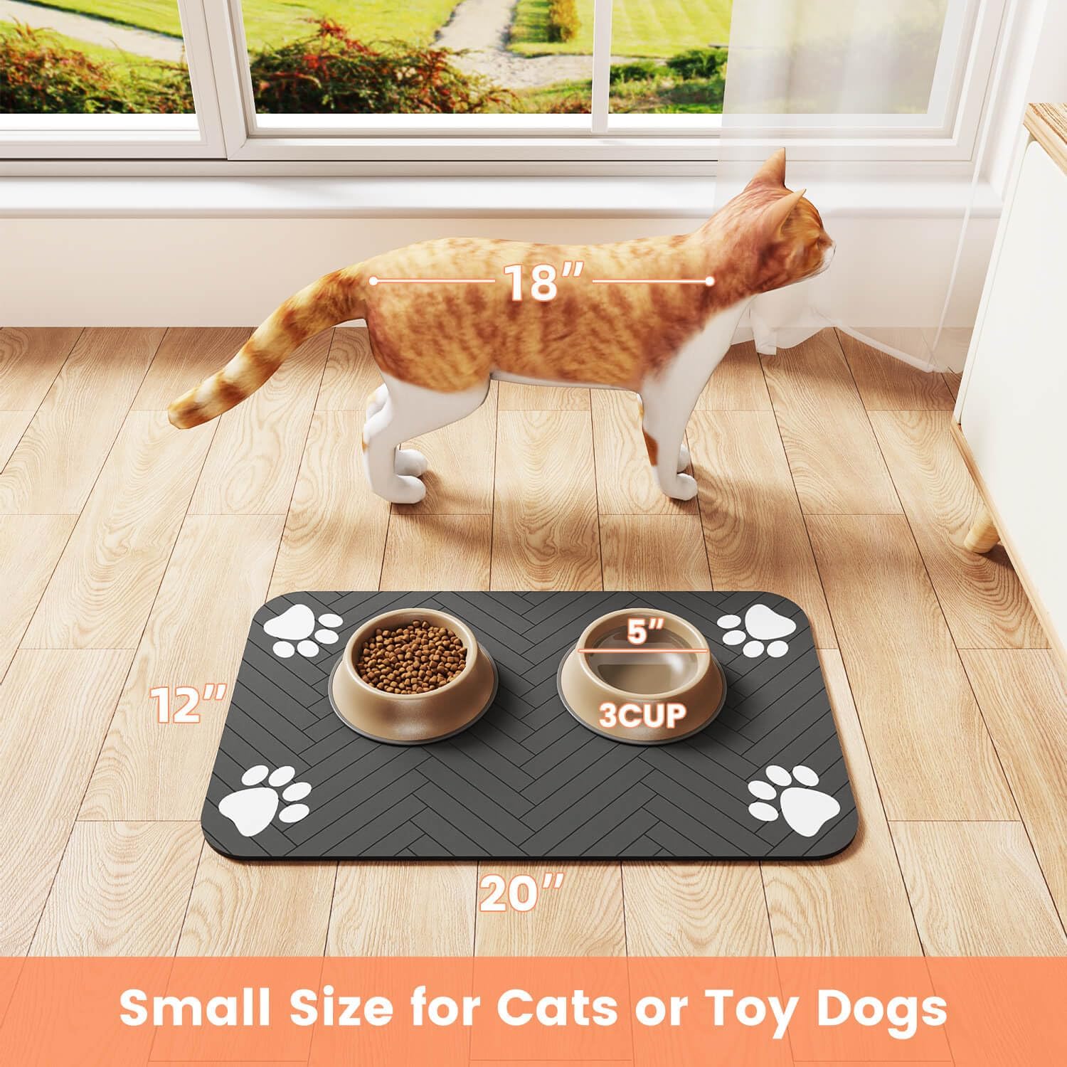 Waterproof Feeding Mat, 20 x 12 inch