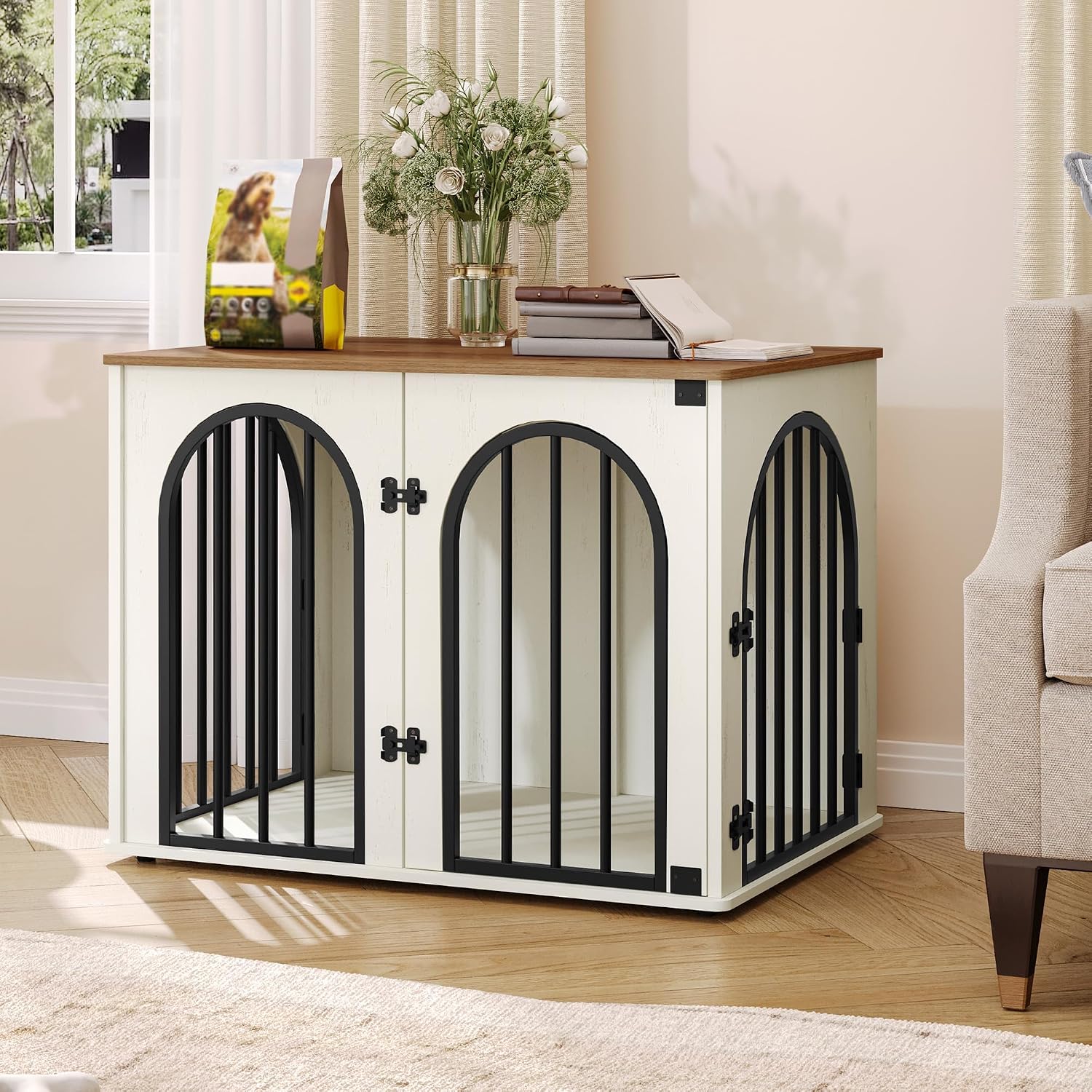 Wooden Dog Crate Side Table, 31.5 inch